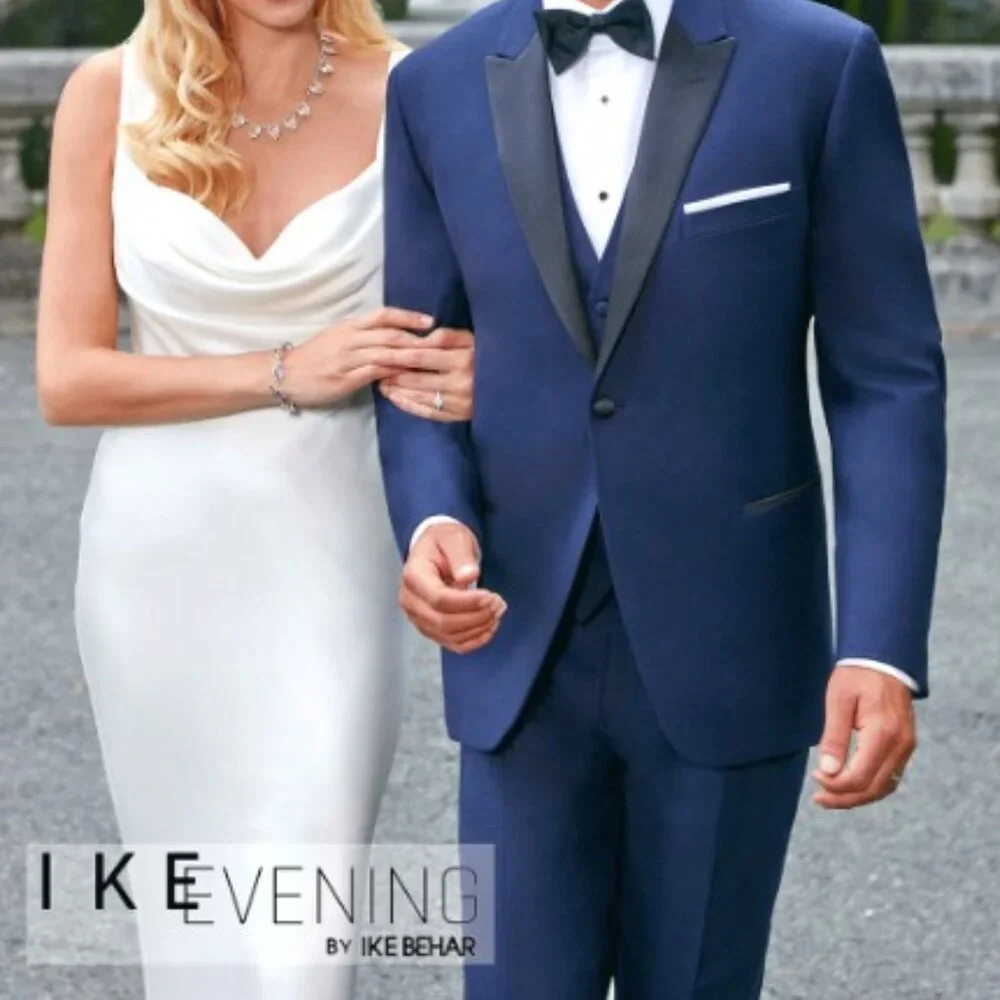 Ike Evening by Ike Behar Blue Navy Tuxedo Jacket - Picture 1 of 3